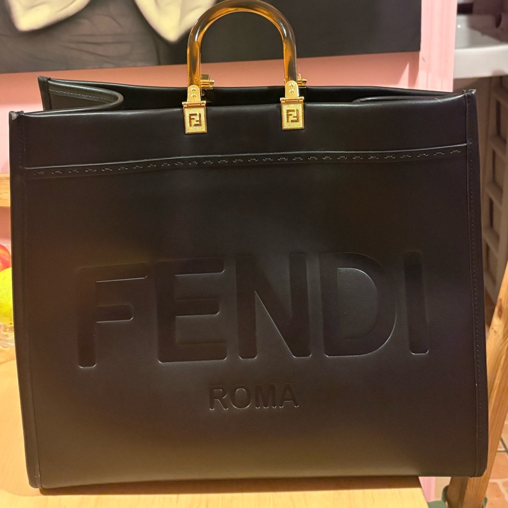 Fendi Black Tote with Gold Accents